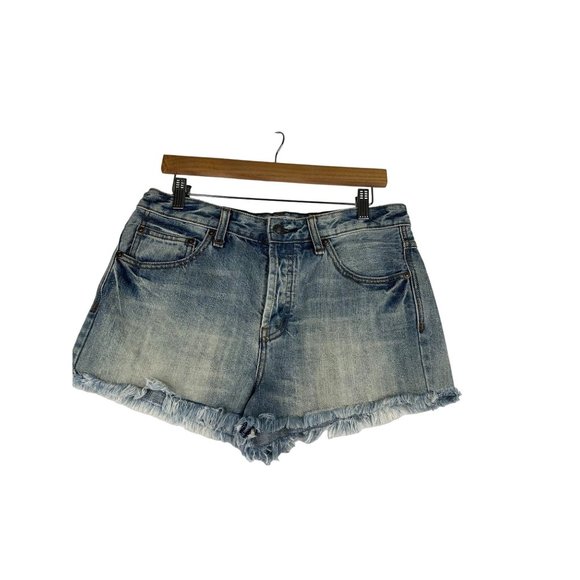 Free People Distressed‎ Denim Shorts sz 29 Blue - Picture 1 of 6